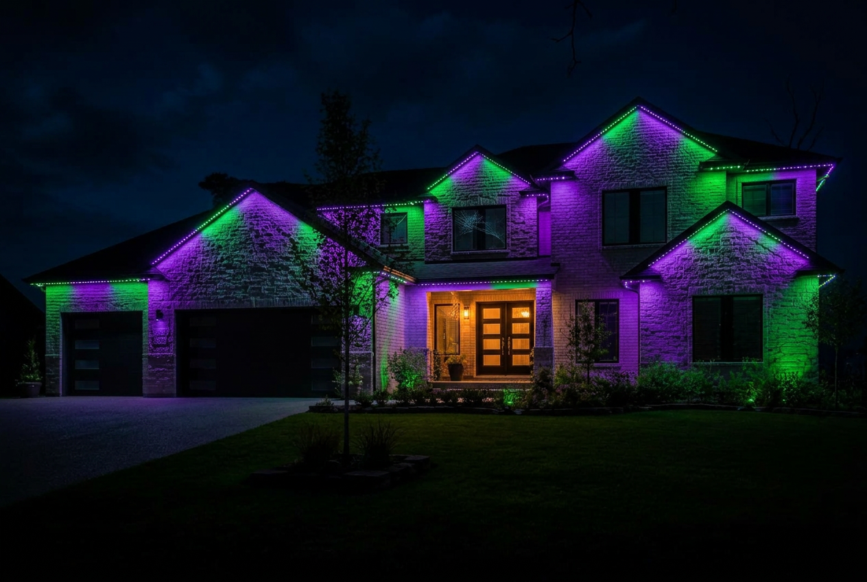 Home lit with Firefly Halloween